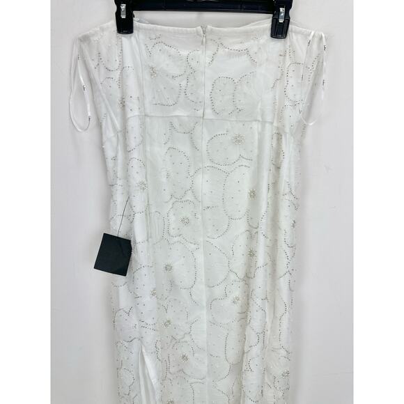 Lulus Loving Mentality White Tulle Beaded Strapless Midi Dress Cocktail XL NWT - Picture 11 of 12